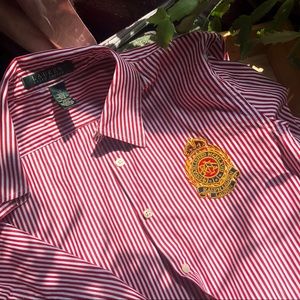 Ralph Lauren red and white striped button down